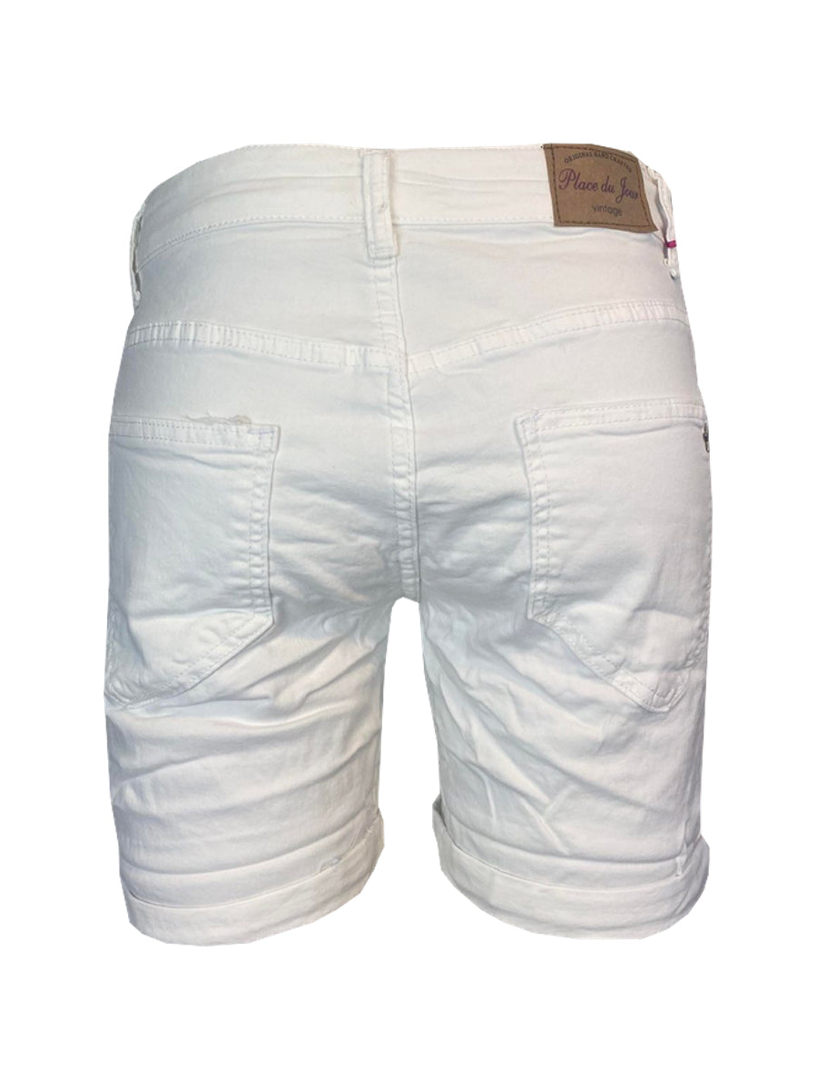 Cat & Co - Denim shorts med lapper - Hvid