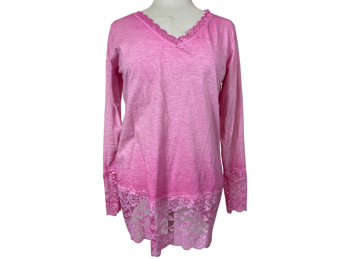 langærmet t-shirt pink