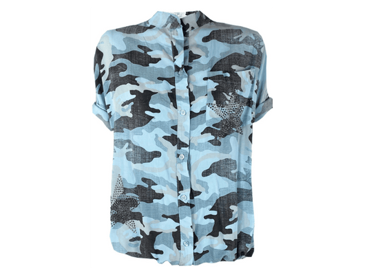 skjorte camouflage lyseblå