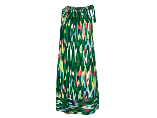grøn mønstret stropkjole